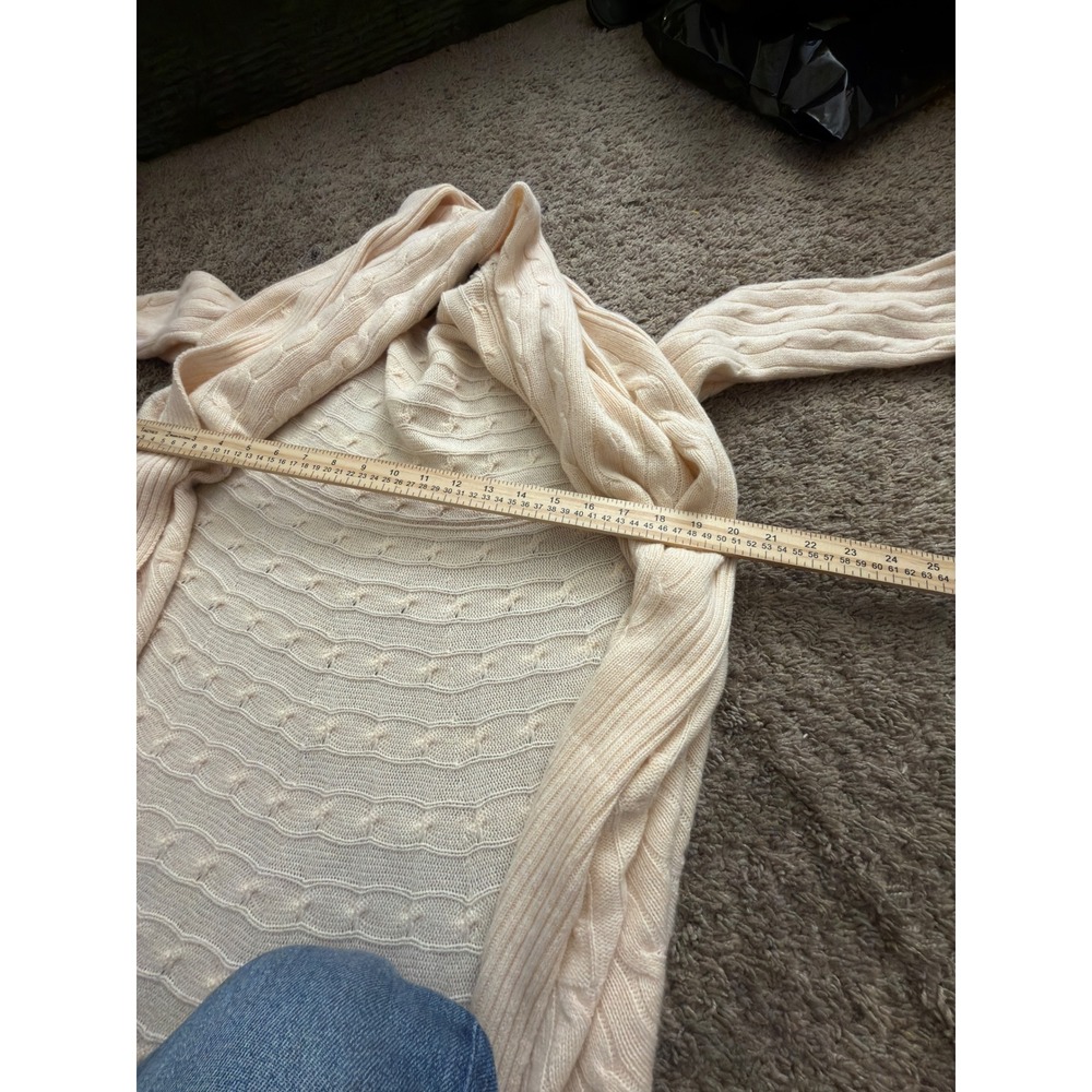 Ralph Lauren 100% Cashmere Cream Knit Open Front Cardigan Sweater Fisherman - Picture 5 of 5